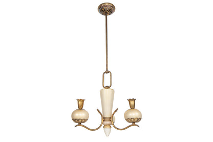 Venetian Cream  And Gold Flecked Colored Glass Three Light Chand Default