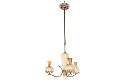 Venetian Cream  And Gold Flecked Colored Glass Three Light Chand Default