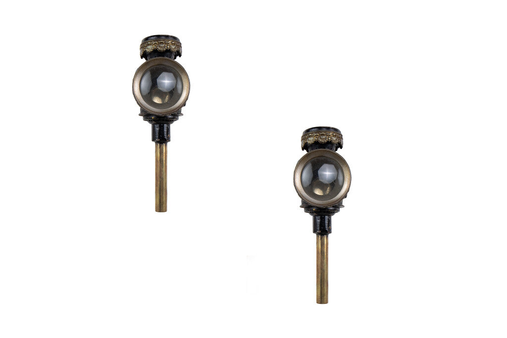 Painted Tole and Brass Miniature Portable Carriage Lamps, Englan Default