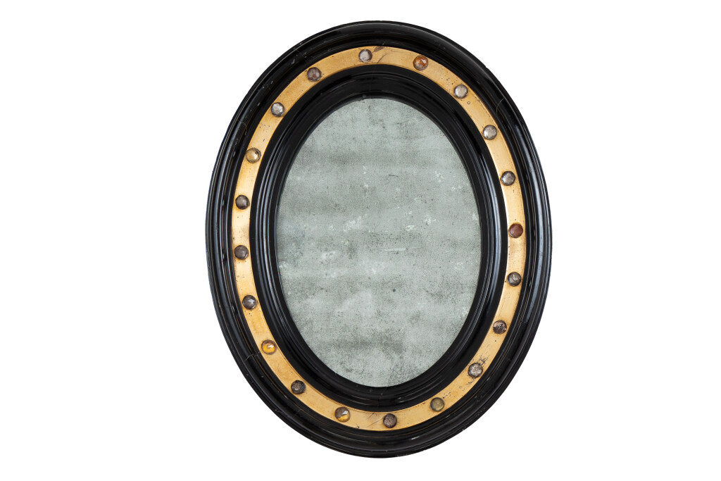 Black Painted Wood, Parcel Gilt And Crystal IRISH Regency Mirror Default