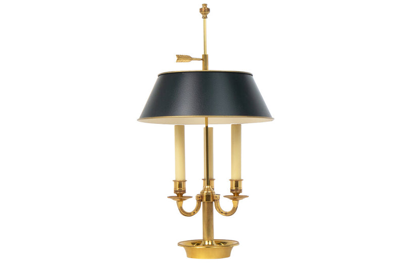 Gilt Bronze And Painted Tole Three Light Bouillotte Lamp