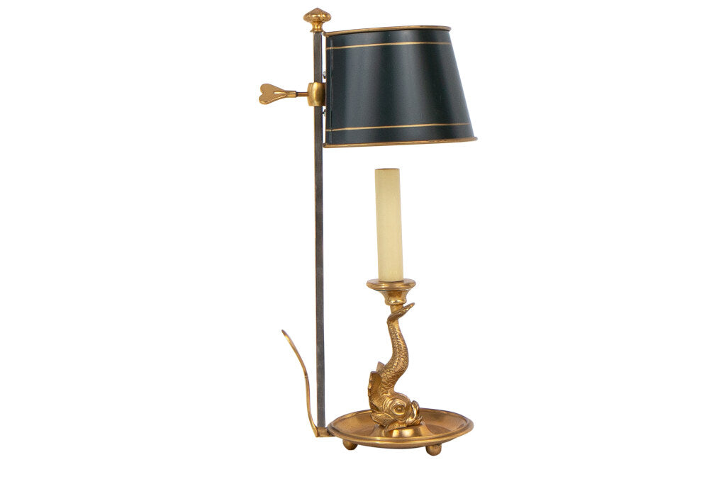 Silvered Bronze And Painted Tole One Light Adjustable Bouillotte Default