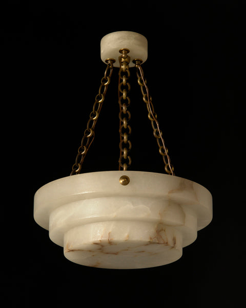 Hand Carved Art Deco Style Six Light Alabaster Pendant