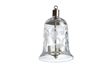 Crystal Bell Shaped  "Arabesque" Motif, Three Light Lantern