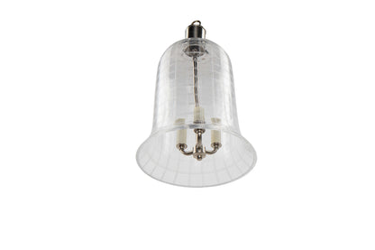 Etched Crystal  Bell Shaped "PLAID" Three Light Lantern