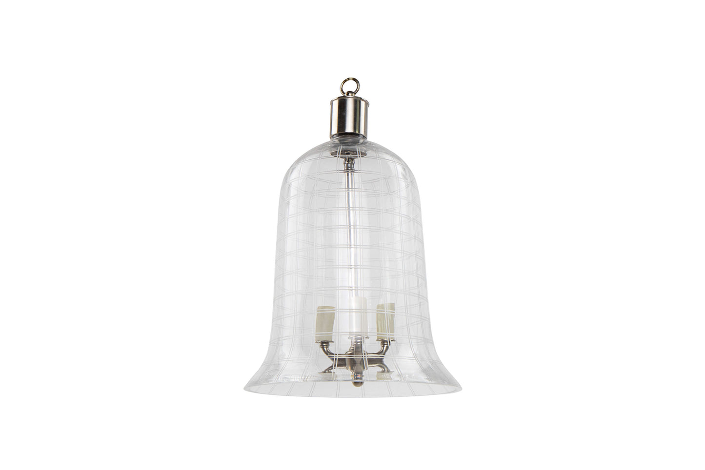 Etched Crystal  Bell Shaped "PLAID" Three Light Lantern