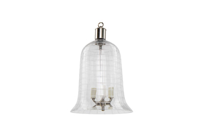 Etched Crystal  Bell Shaped "PLAID" Three Light Lantern