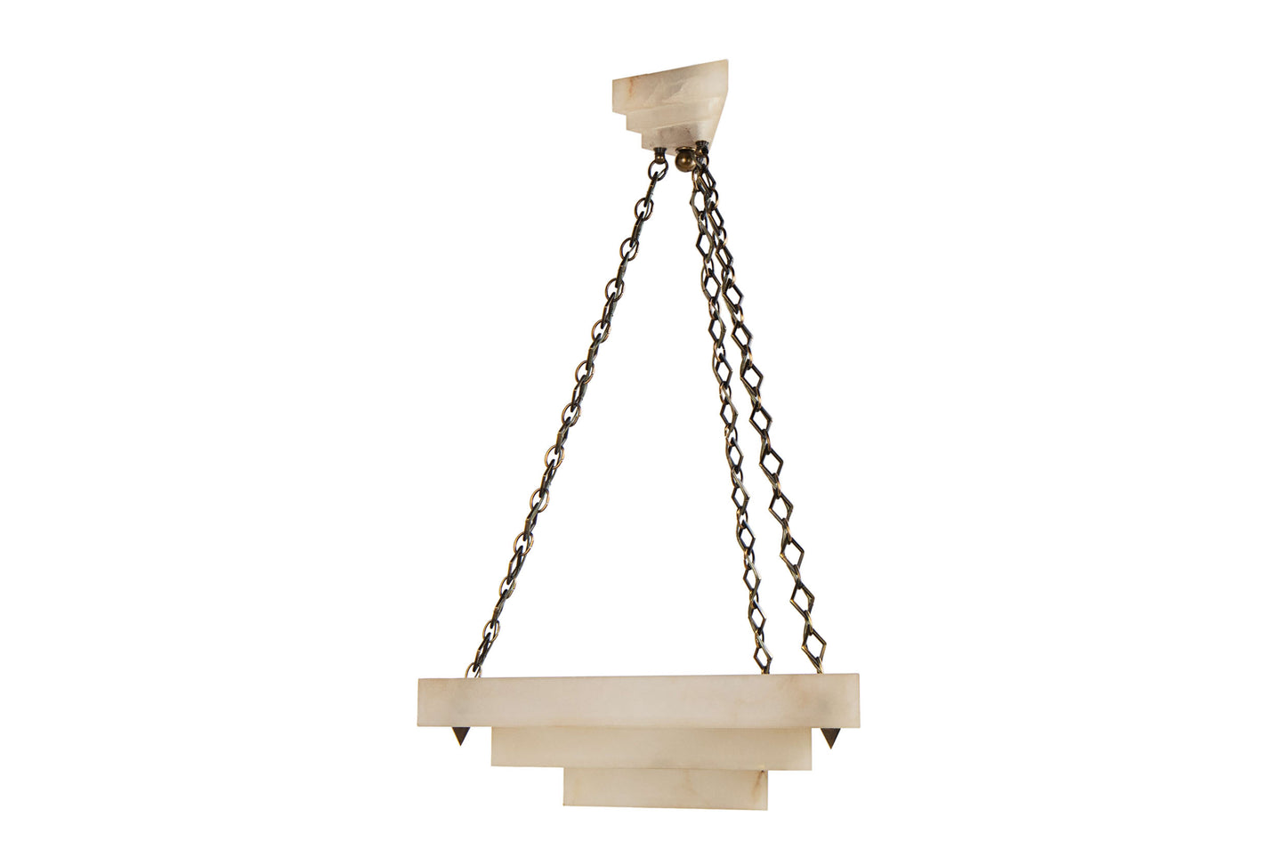 Hand Carved  Alabaster  Triangular Shaped Pendant With Matching