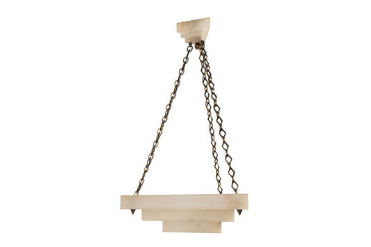 Hand Carved  Alabaster  Triangular Shaped Pendant With Matching