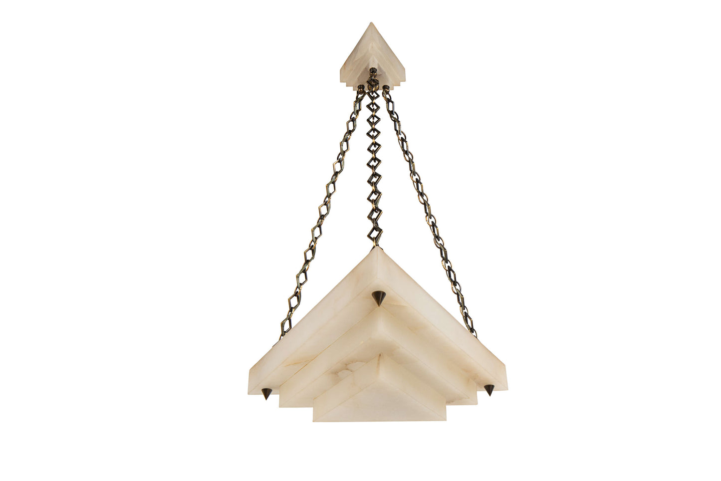 Hand Carved  Alabaster  Triangular Shaped Pendant With Matching