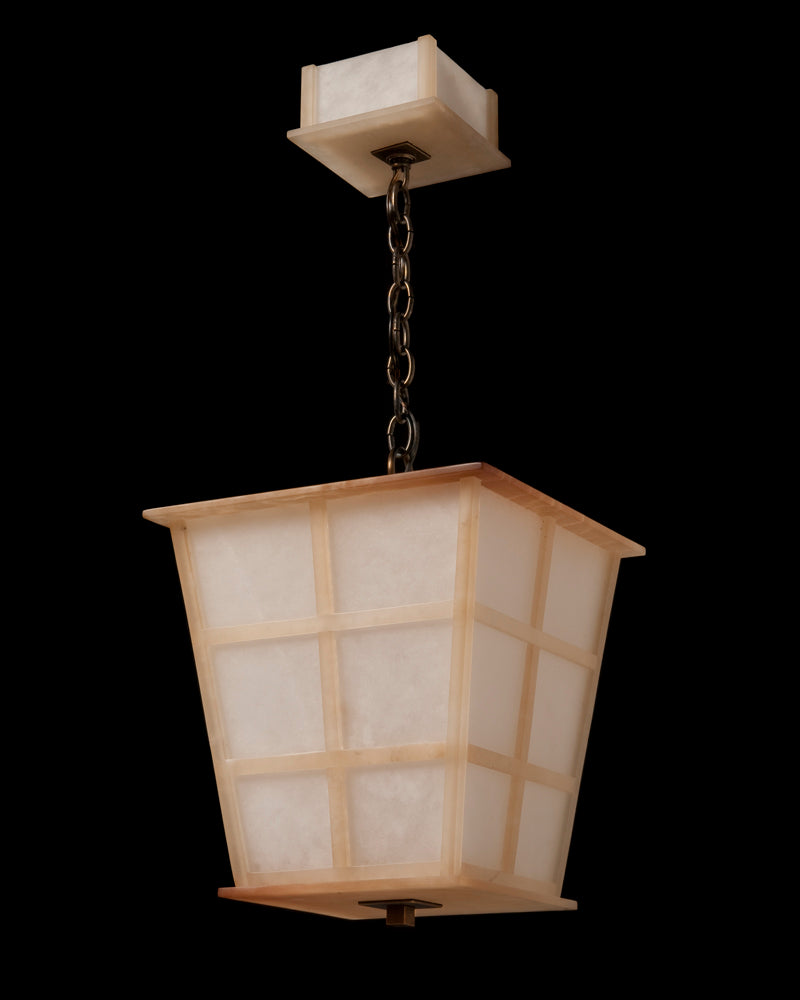 "LLOYD"  Hand Carved Two Toned Alabaster Lantern.
