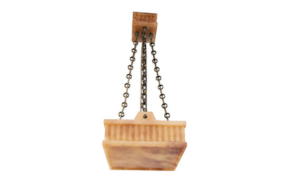 Hand Carved  Fluted Alabaster TUXEDO SQUARE  Four Light Pendant