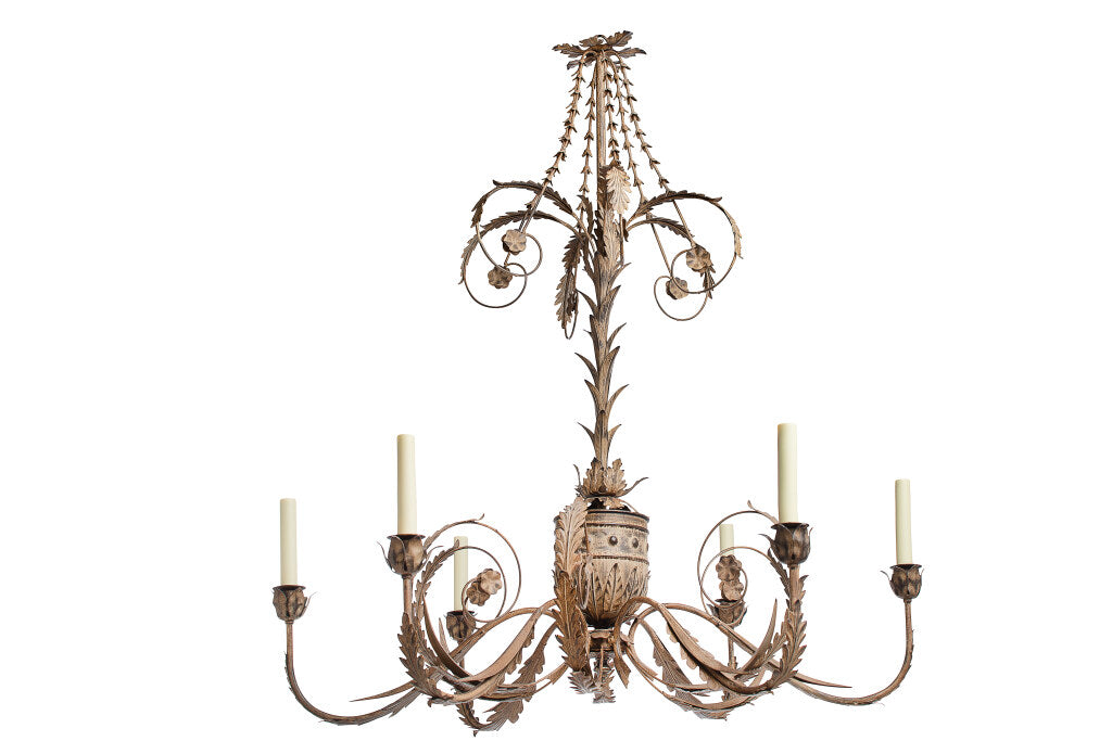 Painted Iron And Tole Adam Style Six Light Chandelier Default