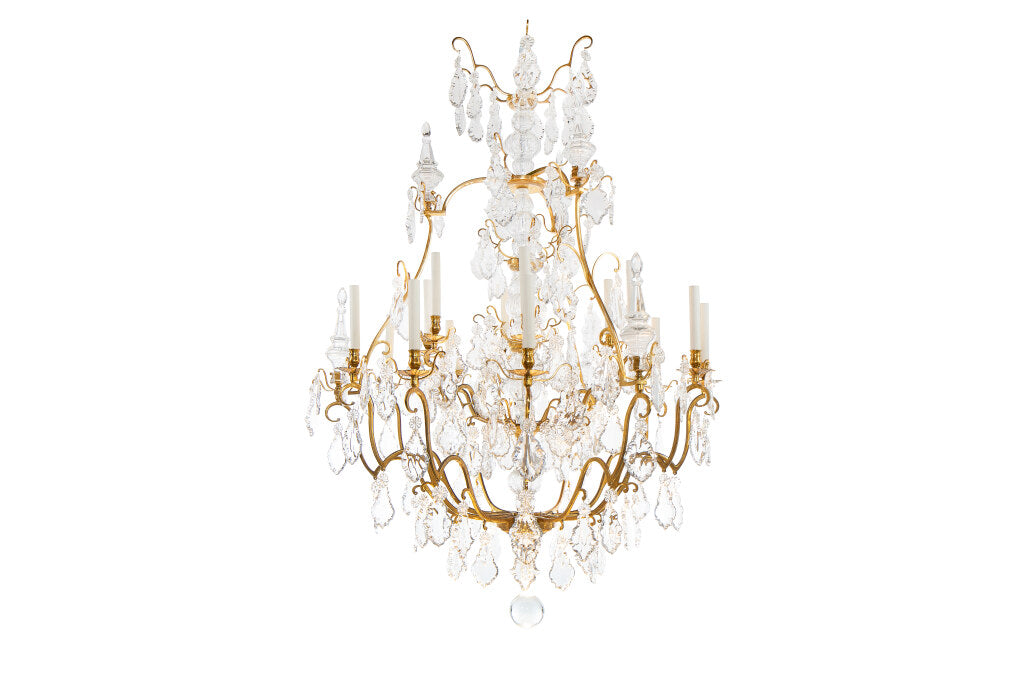 Gilt Bronze Louis XV Style Eighteen Light Chandelier With Crysta Default