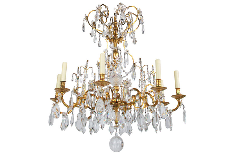 Gilt Bronze And Cut Crystal Eight Light Chandelier