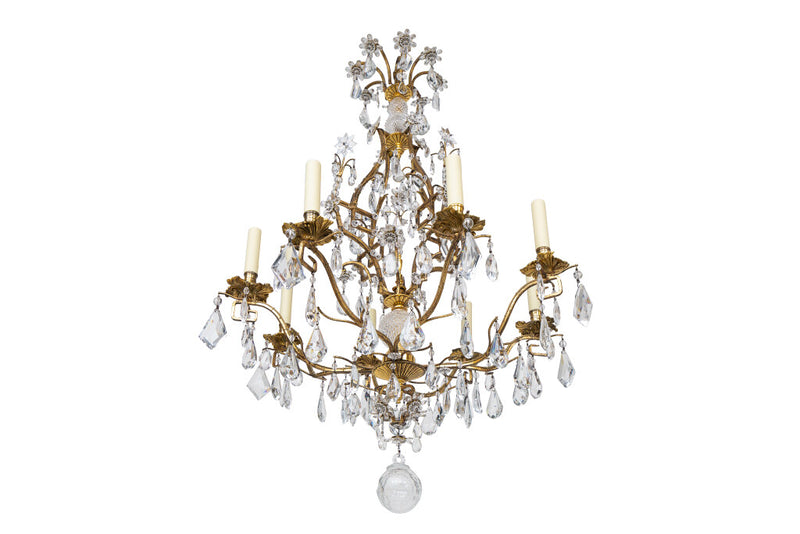 Gilt Iron And Cut Crystal L.XV Style Eight Light  Chandelier