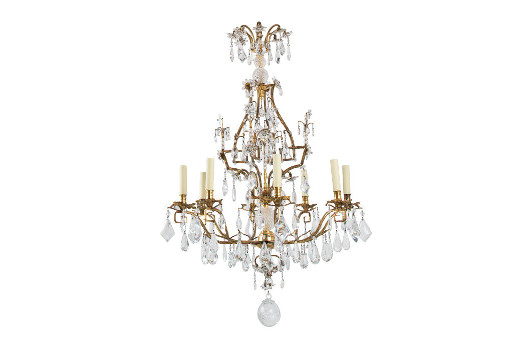 Gilt Iron And Cut Crystal L.XV Style Eight Light  Chandelier Default