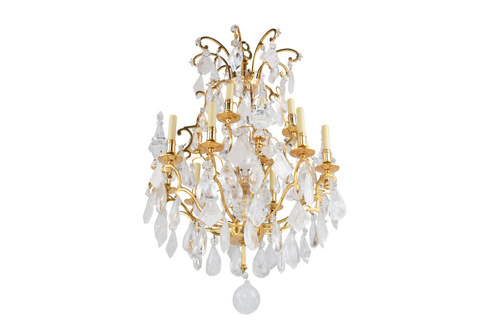 Gilt Bronze And Rock Crystal L. XV Style Twelve Light Chandelier Default