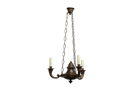Patinated Bronze Art Deco Style Three Light  Chandelier Default