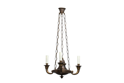 Patinated Bronze Art Deco Style Three Light  Chandelier Default