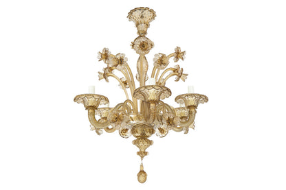 Venetian Hand Blown Colored Glass FUME  Six Light Chandelier Default