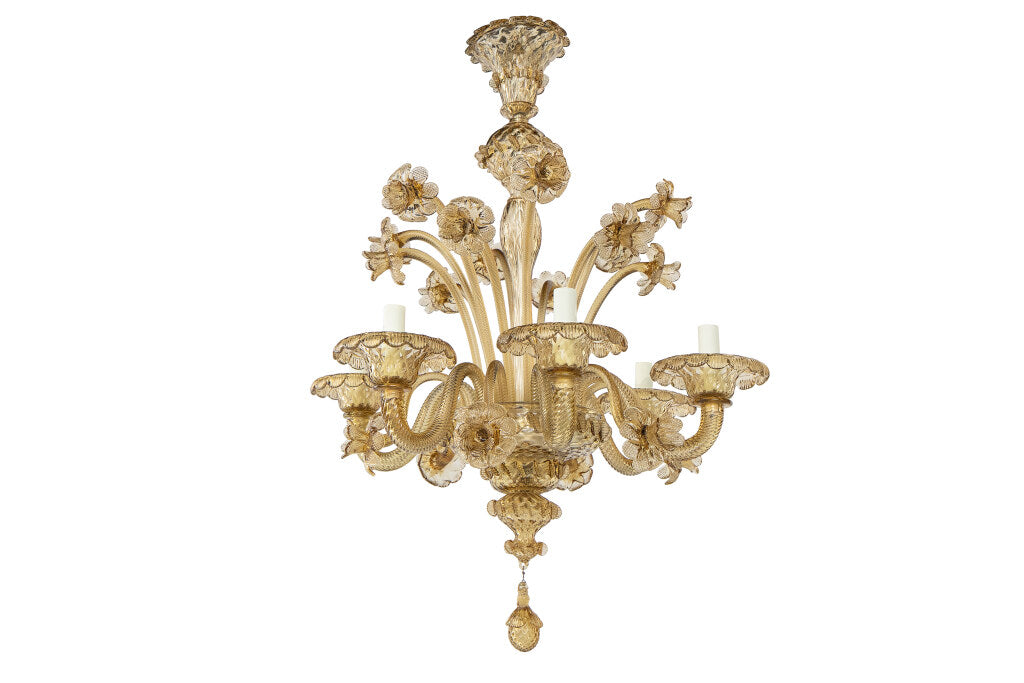 Venetian Hand Blown Colored Glass FUME  Six Light Chandelier Default