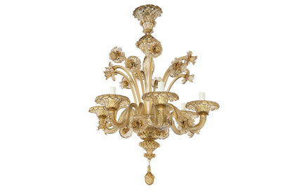 Venetian Hand Blown Colored Glass FUME  Six Light Chandelier Default