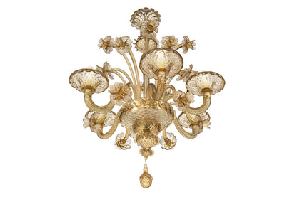Venetian Hand Blown Colored Glass FUME  Six Light Chandelier Default