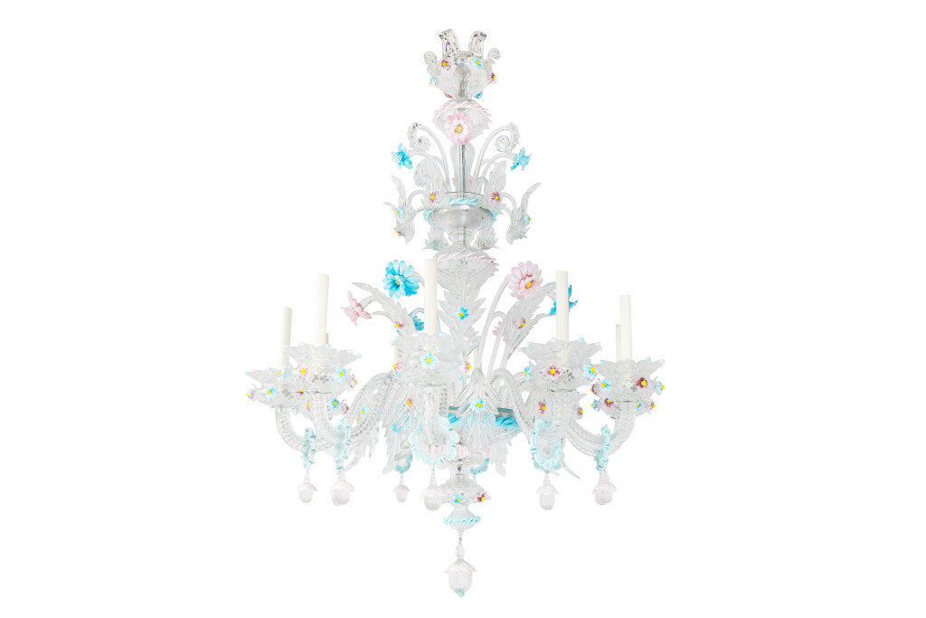 Venetian Clear And Pastel Colored Glass Classical Style Ten Ligh Default