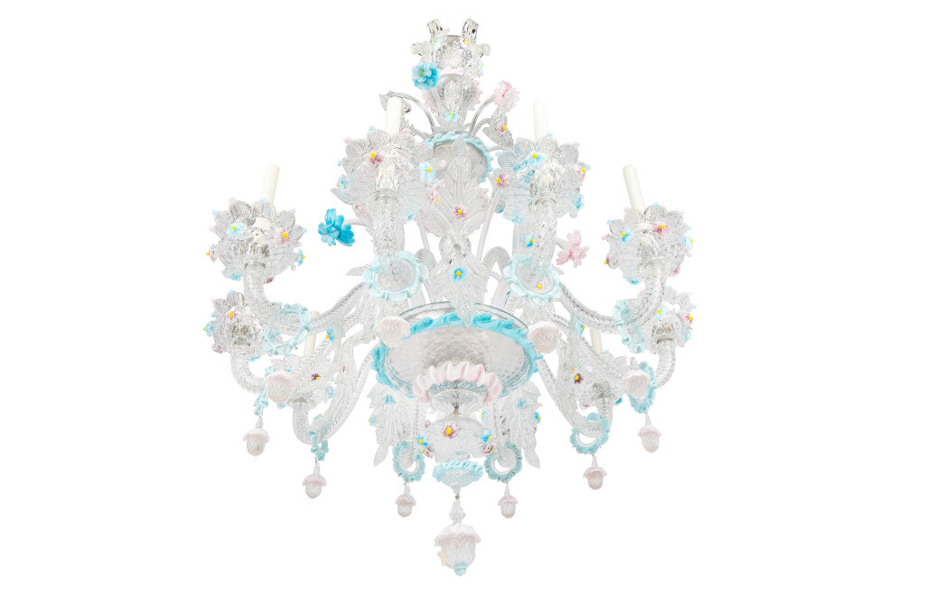 Venetian Clear And Pastel Colored Glass Classical Style Ten Ligh Default