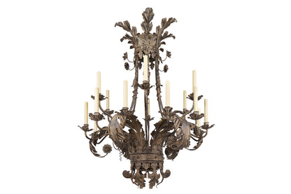 Polychrome Iron Two Tiered  Eighteen Light Chandelier With Acant Default