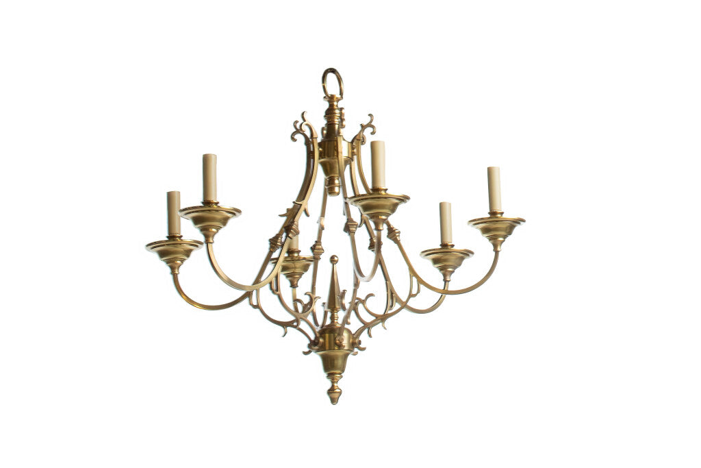 Brass Dutch Style Six Light Chandelier Default