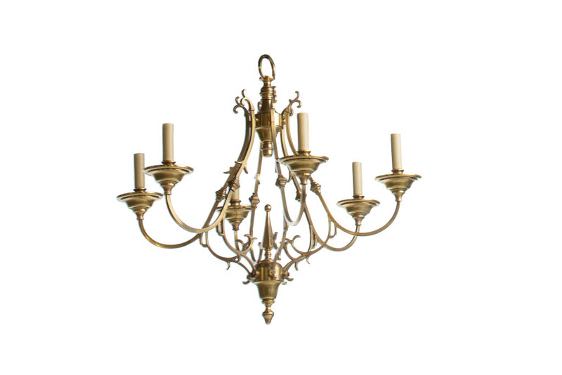 Brass Dutch Style Six Light Chandelier