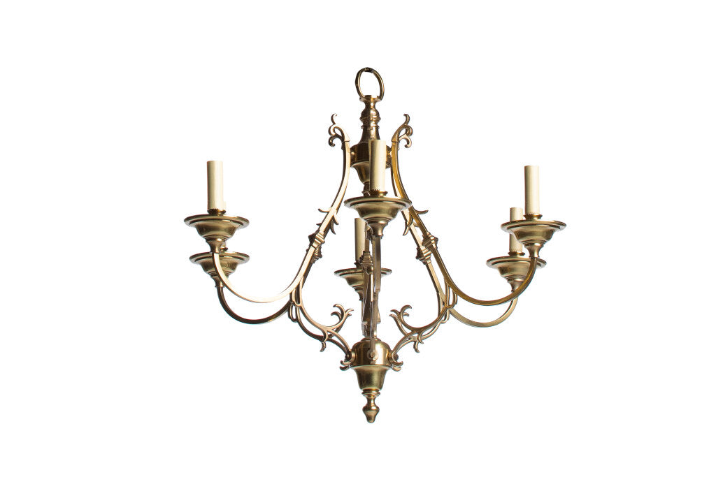 Brass Dutch Style Six Light Chandelier Default