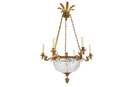 Gilt Bronze And Cut Crystal Empire Style   Six Arm, Eight Light Default