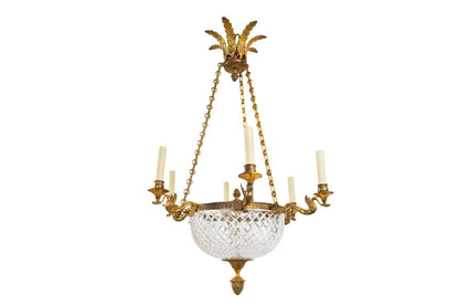 Gilt Bronze And Cut Crystal Empire Style   Six Arm, Eight Light Default