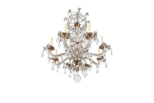 Gilt Iron, Clear And Amethyst Beaded Crystals Eight Light Chande Default
