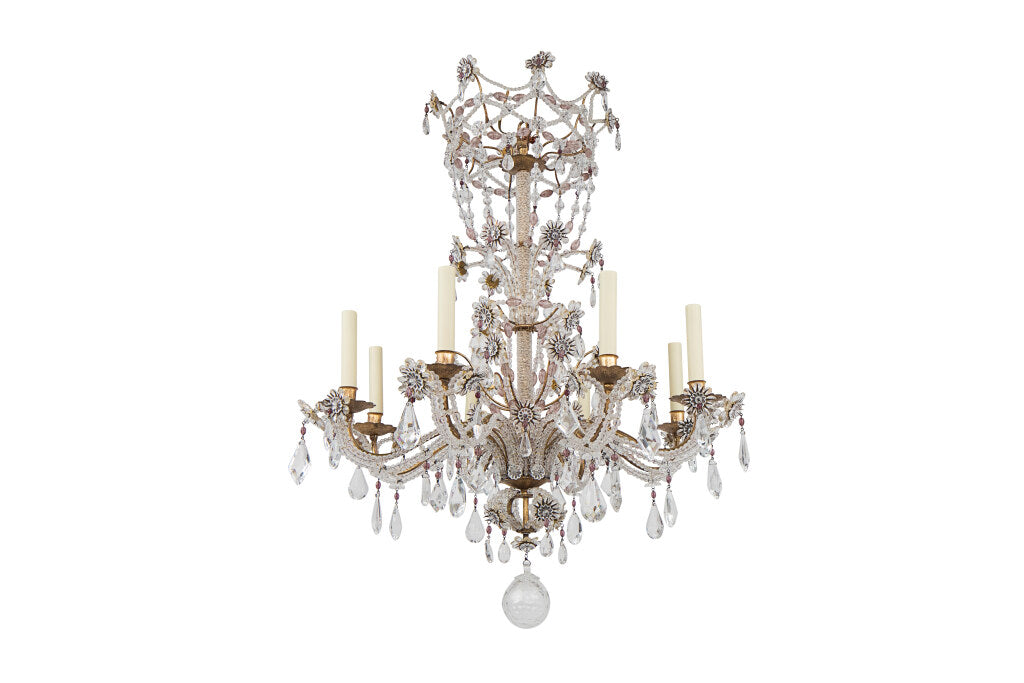 Gilt Iron, Clear And Amethyst Beaded Crystals Eight Light Chande Default