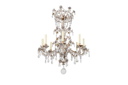 Gilt Iron, Clear And Amethyst Beaded Crystals Eight Light Chande Default