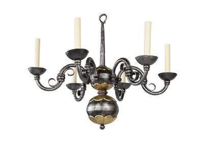Hand Forged Iron And Gilt Bronze Six Light Chandelier Default