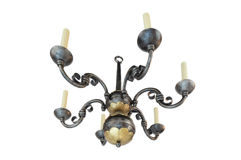 Gilt Bronze Rococo Style Three Light Chandelier