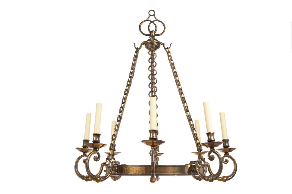 Brass Ring Shaped  Eight Light Chandelier Default