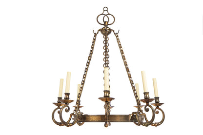 Brass Ring Shaped  Eight Light Chandelier Default