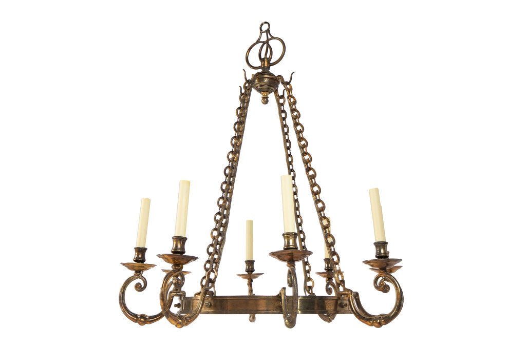 Brass Ring Shaped  Eight Light Chandelier Default