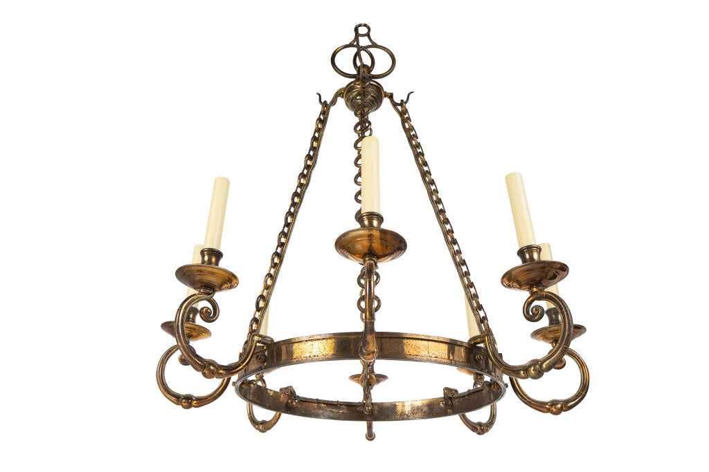 Brass Ring Shaped  Eight Light Chandelier Default