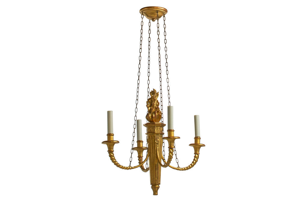 Giltwood Gesso And Iron Four Light Empire Style Chandelier Default