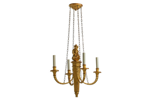 Giltwood Gesso And Iron Four Light Empire Style Chandelier Default