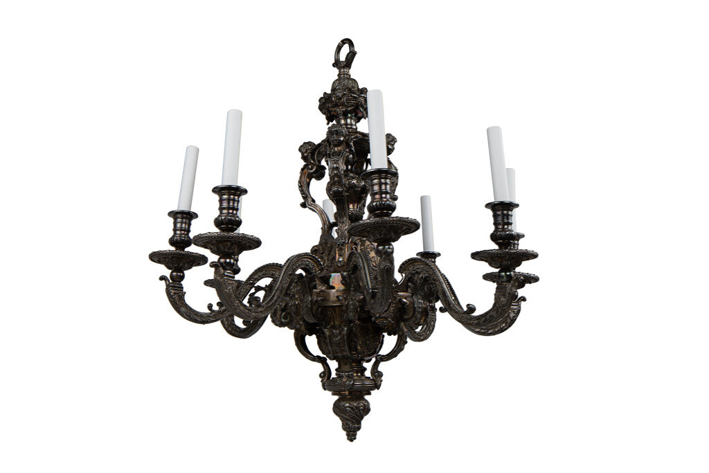 Silvered Bronze Regence Style Eight Light Chandelier Default