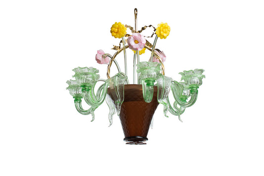 Venetian Glass And Polished Brass Bouquet Motif Six Light Chande Default
