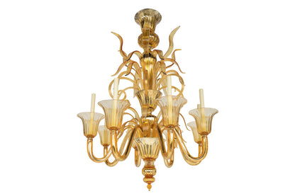 Venetian Amber And  Amber Mirrored Glass "FIAMMA" Eight Light Ch Default